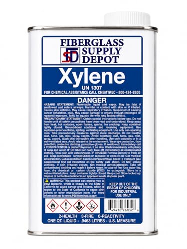 Xylene Solvent Quart (32 fl oz) Industrial Grade Xylol Thinner for Fiberglass Resin Gelcoat Paint Coatings & Equipment Cleaning