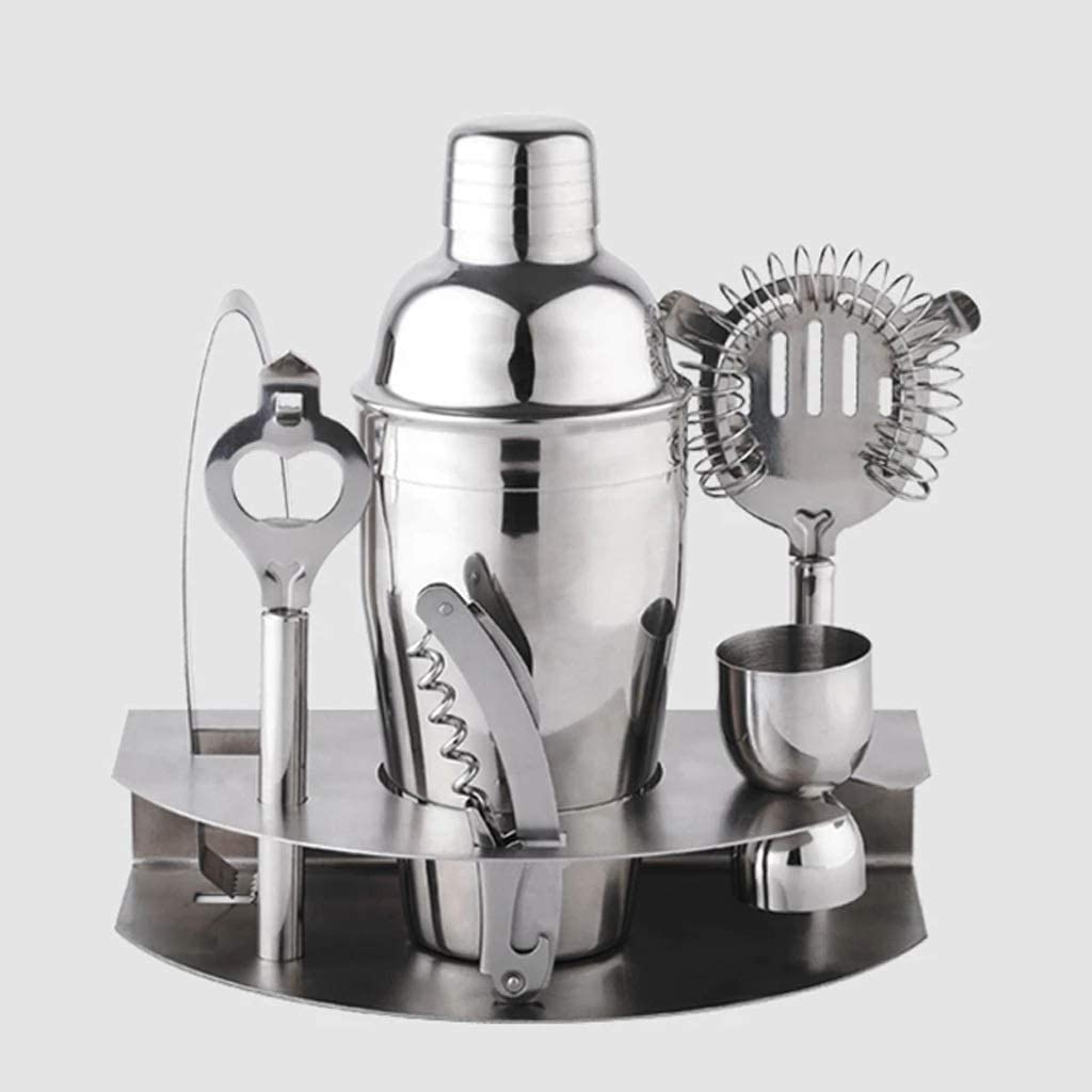 7 pcs Métal Stand en Acier Inoxydable Brossé Vin Outil Kit Ménage 550 ML Cocktail Shaker Ensemble