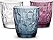 Bormioli Rocco Verres colorés 300 ml Diamond Lot de 6 verres à eau multicolores Verres colorés passent au lave-vaisselle, 3 couleurs : bleu, violet, transparent