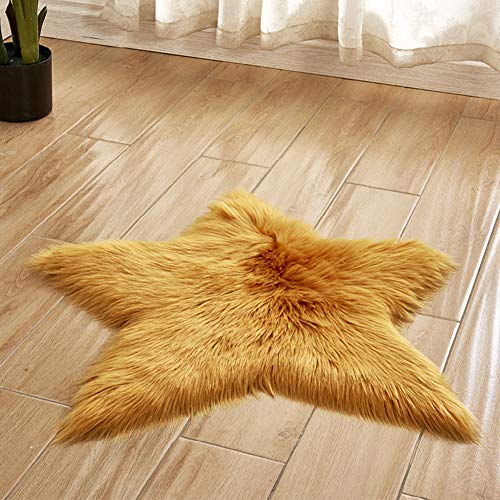 GUOCU Coussin Moelleux en Forme D'étoile Tapis de Sol en Fausse Fourrure Doux Peluche Tapis Poil Long Antidérapant Tapis de Salon Shaggy Moquette pour...