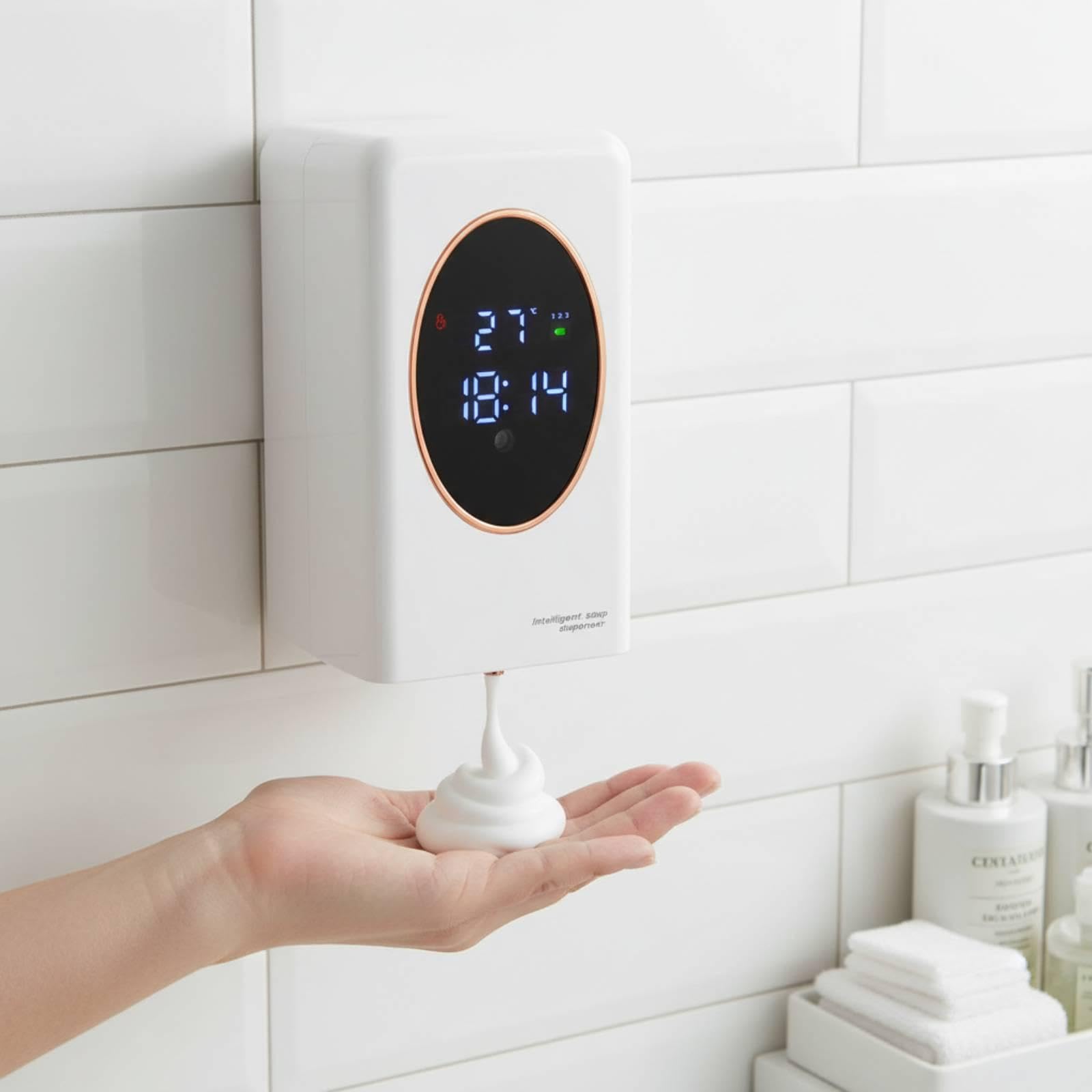 Dispensador Automático de Jabón con Depósito de 480 Ml, de Movimiento Infrarrojo, Montaje en Pared, PP, Ideal para Hogares, Baños Y Cocinas, Blanco, Individual