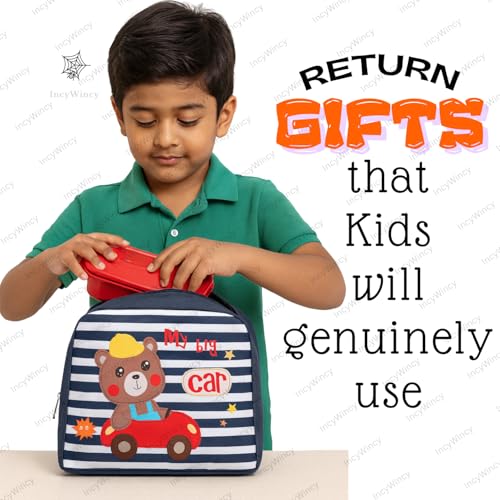 Image of 5 Piece Insulated Lunch Bag for Kids - School Tiffin Bag - Tiffin Bag for Office - Storage Bag - Birthday Party Return Gifts - Return Gift for Kids in Bulk - Pack of 5 (Assorted)