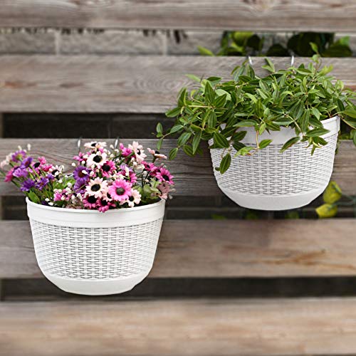2Pcs Resin Wall Planters Hanging Flower Plant Pots Vertical Wall Mount Planter Pot Flower Basket For Railing Fence Wall Window Balcony #TOP20