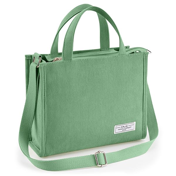 Image of KALIDI Corduroy Tote Bag with Zip, Crossbody Bag Hobo Handbag Shoulder Bag for Women and Girls