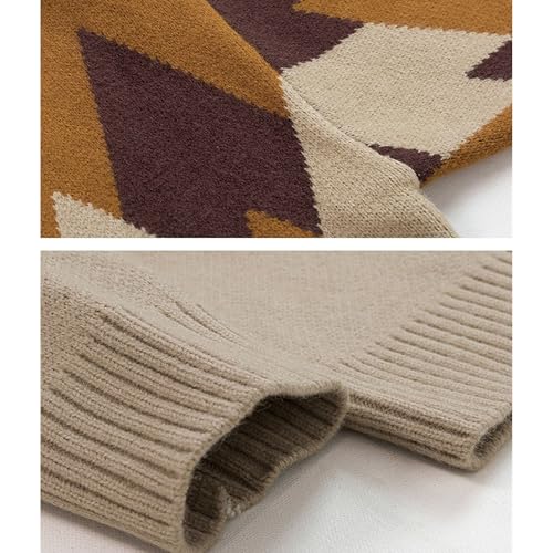 Men's Argyle Knitted Sweater Lightweight Color Block Men Knit Jacket Winter Button Up Knits Sweaters Coat4