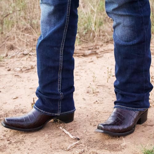Image of Vaccari Men's Travis Genuine Black Cherry Alligator Belly Leather Narrow Square Toe Western Cowboy Boots - 7 EE