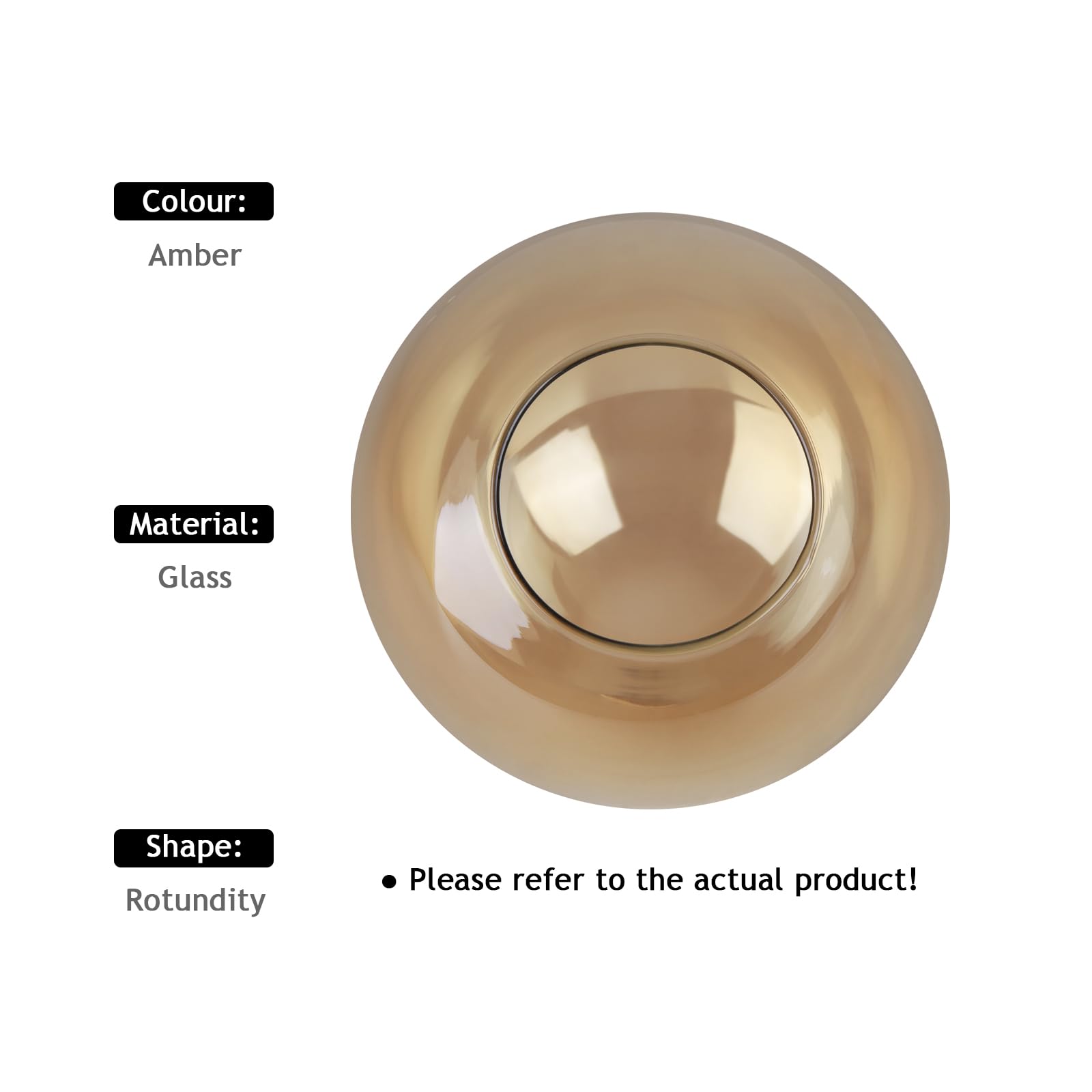 Pantalla de globo de vidrio de repuesto para iluminación, accesorios de vidrio ámbar para luces colgantes, luces de pared y luces de techo, 5.9 pulgadas de diámetro, 2.64 pulgadas de diámetro de 5