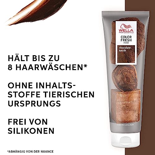 Foto von Wella Professionals Color Fresh Mask Chocolate Touch – Haarkur zum Beleben und Verändern der Haarfarbe – pflegende Tönung mit Avocadoöl – für braunes Haar – 150 ml