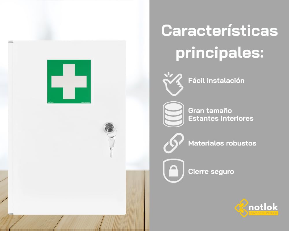 Armario Botiquin Pared + 3 Estantes 39x24x11 cm | 2 Llaves para Guardar los medicamentos, Acero Botiquin de Primeros Auxilios Pared, Armario Pared