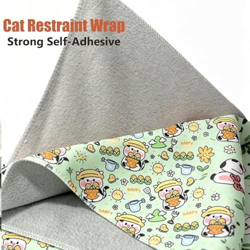 Image of 35.5'' Cat Grooming Wrap with Nails Clipper | Self-Adhesive, Anti-Escape Calming Swaddle, Soft Fabric, Comfortable & Reusable, For Cutting Nails, Ear Cleaning, Medication