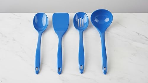 Miniatura 9 de Reston Lloyd Juego de utensilios de cocina 100% melamina, cucharón antiarañazos, cuchara, cuchara ranurada y espátula, fácil de sostener, juego de