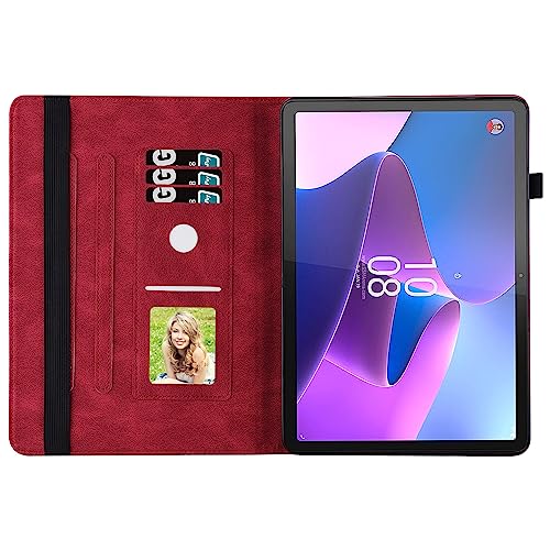 Rostsant Lenovo Tab P11 Pro 2nd Gen 11.2" Case - PU Leather Cover with Stand, Card Slot & Anti-Slip Straps - Red - Image 3