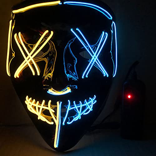 [JUNENTER] �n���E�B�� �p�[�W�}�X�N 2�F LED���C�g�A�b�v �p�[�e�B�[�}�X�N �t�F�X�e�B�o�� ���ʕ����� �J�[�j�o���}�X�N (�O���[��&�u���[) 21*17*10cm