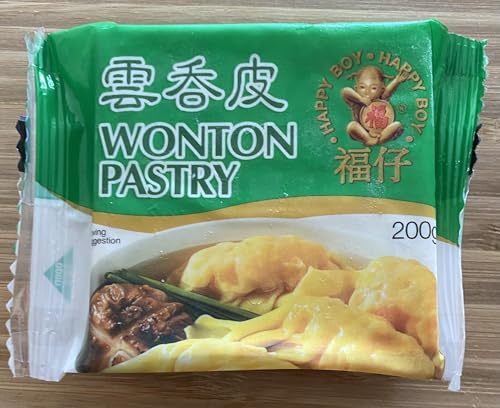 1 x Happy Boy Wonton Pastry Wrappers 200g For Gyoza dumpling wrappers skins wontons (1 packet of 40 wrappers)