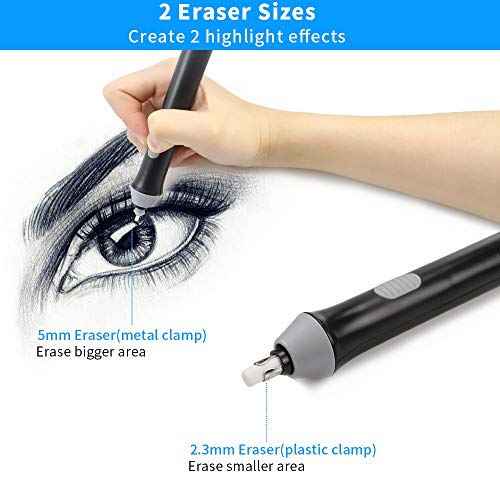 Electric Eraser Kit, AFMAT Electric Drawing Erasers for Artists, 200 Refills, Drafting Brush, Battery Operated Eraser for Sketching Pencils/Drafting Pencil/Graphite Pencils/Arts/Crafts-Detailor Tool - Thumbnail 2