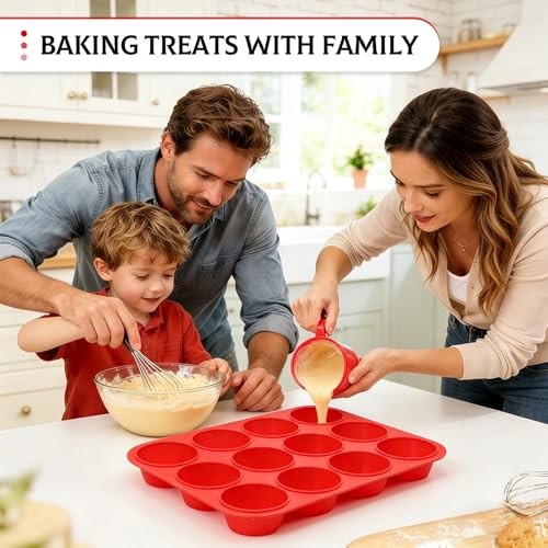 Image of Silicone Muffin Pan, Mini Muffin Pan, Regular 12 Cups and Mini 24 Cups Cupcake Tin Set of 2 for Baking Egg Bites