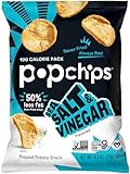 Picture of Popchips Potato Chips, Sea Salt & Vinegar, 12ct Single Serve 0.8oz Bags, Low-Calorie, Gluten Free, Salty Snacks for Adults and Children, Non-GMO, Vegan & Kosher Friendly, 100 Calories Per Bag