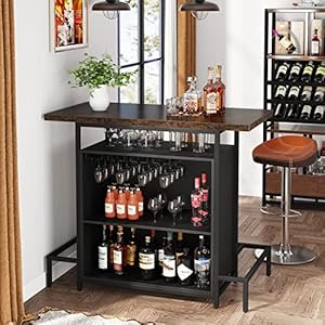 Littletreehomebarunitcabinetwithfootrestindustrial3tierliquorbartablewithstemwarerackandwinestorage Urban Country Home Decor Little tree home bar unit cabinet with footrest industrial 3 tier liquor bar table with stemware rack and wine storage urban country home decor