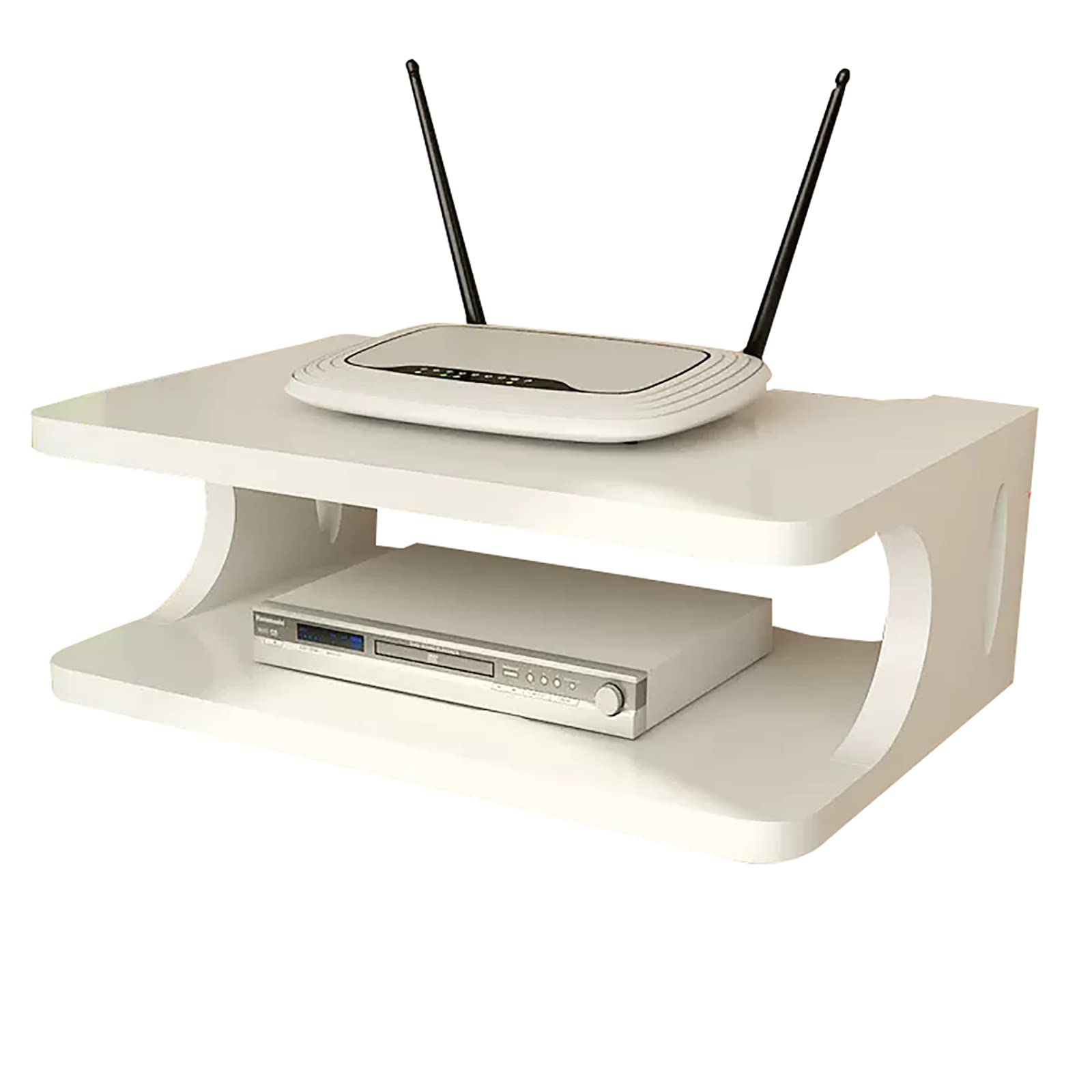 Supporto da parete per TV, mensola sospesa in legno per console multimediale, router, lettore DVD, TV box, telecomandi, giochi WiFi e archiviazione audio-video