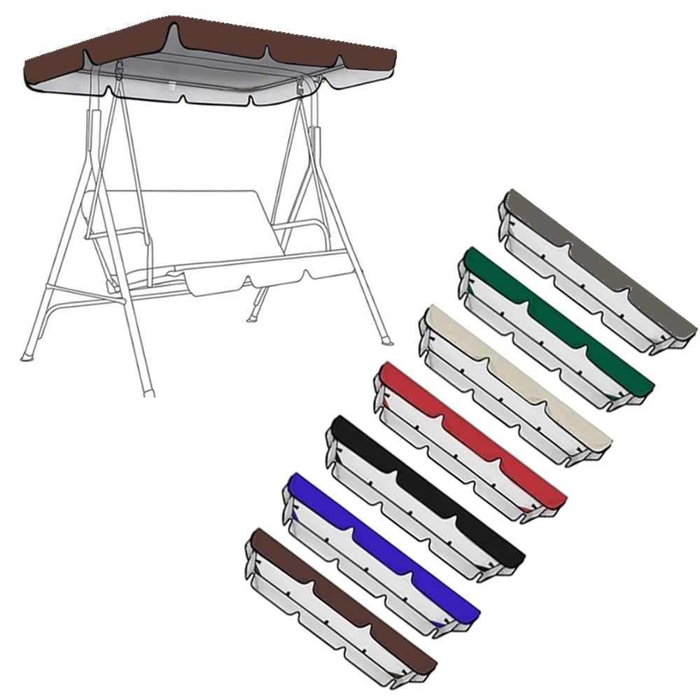 RTVGNSZSJL 64x45in Swing Canopy Replacement Cover 2 3 Seater Universal Porch Swing Canopy Replacement Waterproof Swing Top Cover For Patio Yard Hammock(Brown,75x52x6in-190x132x15cm)