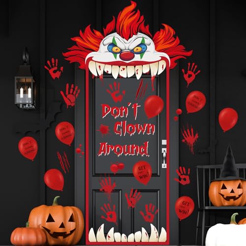 Payasos, Toy Pasimy - Juego de decoraciones de Halloween para tablones de anuncios, recortes de papel de payaso espeluznante de terror, vampiro sangriento, decoración de...