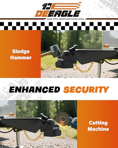 Image of DEEAGLE Trailer Locks Ball Hitch, Trailer Hitch Locks Fits 2 inch Couplers | Heavy Duty, Anti-Theft Ball Hitch Lock for RV Travel Trailer, Black