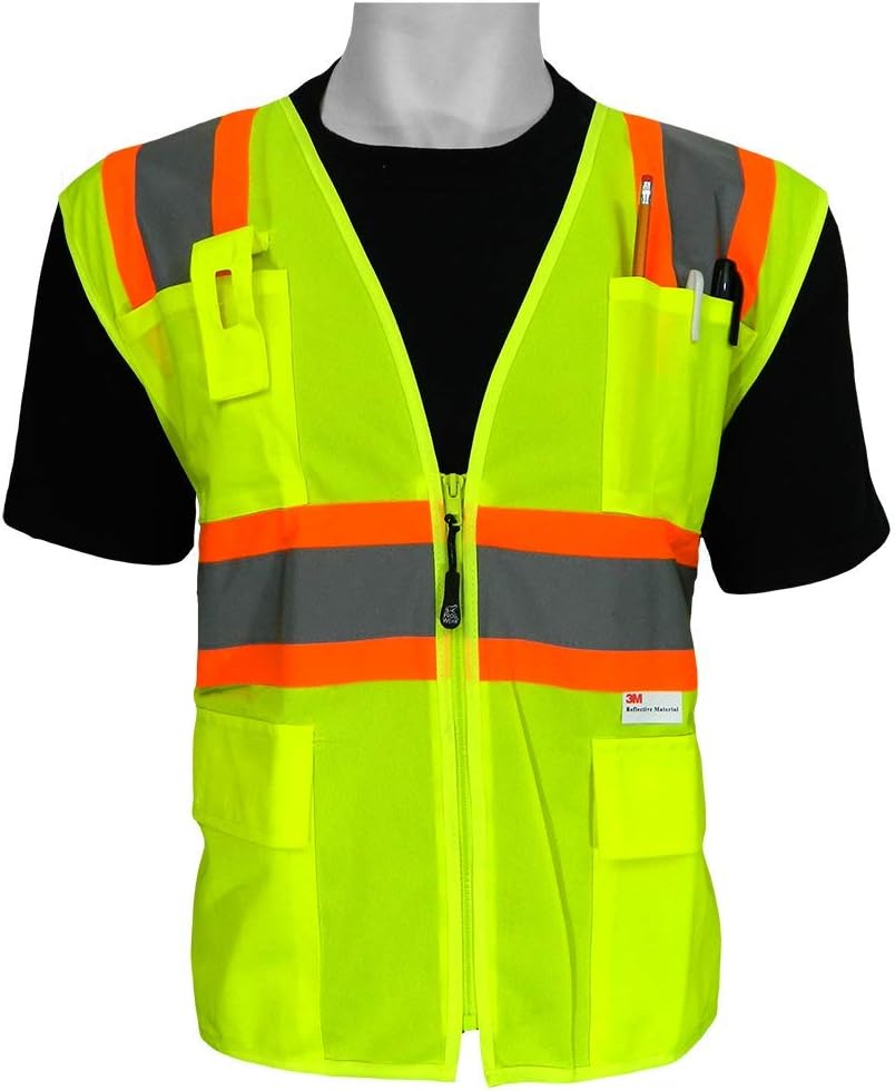 Global Glove GLO-003 FrogWear Class 2 Back Polyester Mesh Safety Vest with 3M Reflective Fabric, Medium, Lime (Case of 50)