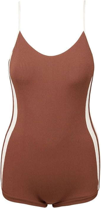 Lily Rib Cross Back Surf Short One Piece Chocolate