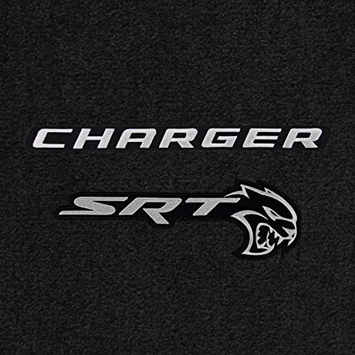 Lloyd Mats Heavy Duty Carpeted Floor Mats For Dodge Charger 2015-On Trunk - Silver Charger + Srt Hellcat Logo (Charcoal, No Subwoofer) #TOP1