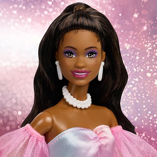 Barbie Signature Birthday Wishes Fashion Doll with Black Hair in Dress with Pastel Rainbow Effect, Collectible Toy with Giftable Packaging - image 3