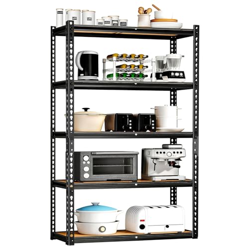 Image of LEVELEVE 5-Tier Storage Shelving Unit, Metal, for Kitchen, Garage, Laundry Room, Adjustable, 35 inch L x 16 inch W x 73 inch H, Rectangular
