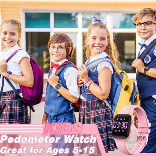 Kids Step Counter Watch, Digital Pedometer, Fitness Tracker Wristwatch, Waterproof Sport Watch, for Children Boys Girls Teens2