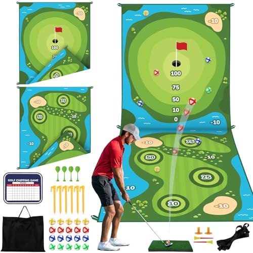 TOY Life Golf Chipping Game, Double-Sided Sticky Golf Pro Battle Mat with 20 Sticky Balls & 4 Darts, Backyard Chipping Games for Adult Kids Outdoor & Indoor