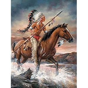 Sugamm 5D DIY Diamond Painting Paard Volledige Diamant Schilderij Indianen Kit strassteentjes, borduurwerk foto’s Cross…