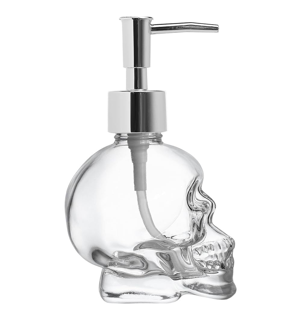 Glass Skull Soap Dispenser Lotion Bottle Soap Bottle with Pump Sliver