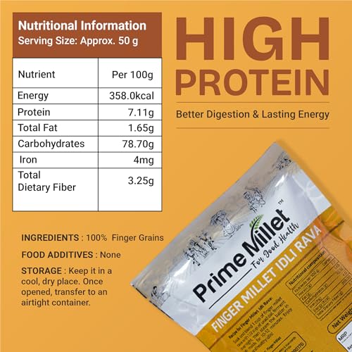 Image of Prime Millets Finger Millet Combo Pack (2 x 750g) | Organic Whole Ragi Grains & Ragi Idli Rava | High Fiber | Gluten-Free | Supports Digestion | Premium Quality