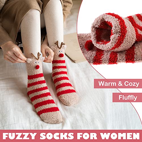 Image of LINEMIN Womens Fuzzy Socks Cozy Fluffy Winter Warm Slipper Socks Microfiber Soft Home Sleeping Socks