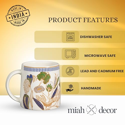 Image of miah decor Ceramic Tea Coffee Cups Set Handcrafted Studio Pottery Ceramic Small Chai Mug Set of 2 Drinkware Microwave Safe for Home & Restaurant (MD-725)