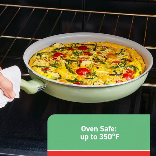 Image of T-fal Recycled Ceramic Nonstick Square Griddle Pan 10.25 Inch Oven Safe 350F Pots and Pans, Cookware Green