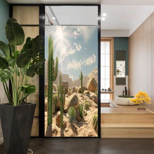 Vinilo Decorativo de Privacidad con Cactus Moderno 17.7x23.6 pulg miniatura 4