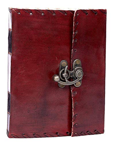 Image of SPcreation Brown Leather Handmade Lock Notebook Blank Diary