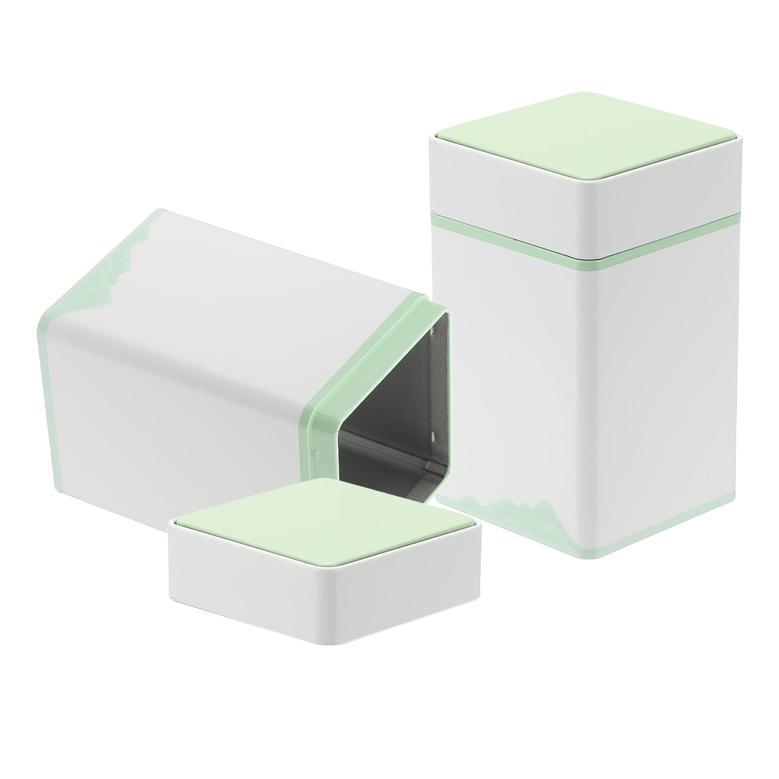 sourcing map 2 Pcs Square Tin Can with Lids, 3.35 x 3.35 x 5.51 Empty Metal Tea Tin Can Loose Leaf Tea Storage Canister for Storing Cookies Candies Coffee Spice Gifts Candles DIY, White