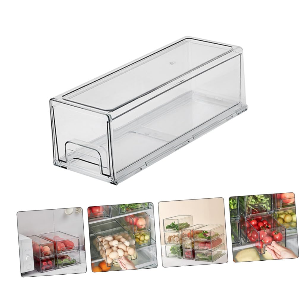 NUOBESTY Organizador para Nevera Gran Capacidad, Caja de Almacenamiento Pet Transparente, Fácil de Limpiar y Extraer, Adecuado para Congelador y Armarios de Cocina
