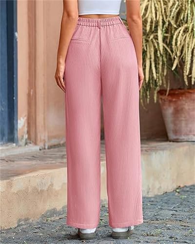 Women Wide Leg Dress Pants Striped Wide Leg Pants High Waisted Loose Fit Business Casual Work Trousers with Pockets3