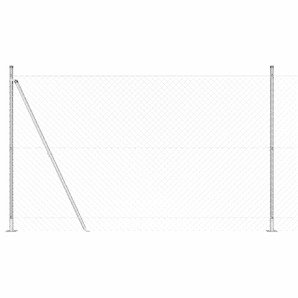 Fence Post Silver 10 x 1.4 m 40 x 40 mm Mesh Steel Outdoor Garden Fence Panel Set 5 Posts Corrosion Resistant DIY Boundary Solution