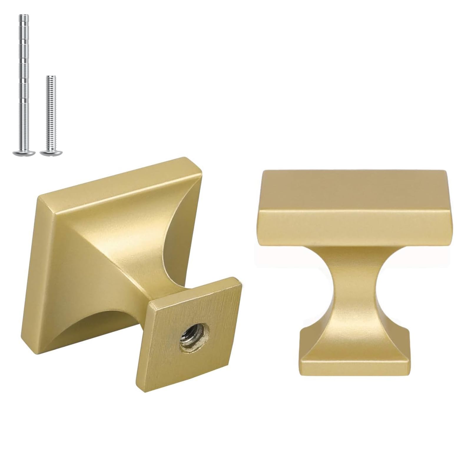 10 Pack Gold Cabinet Knobs Brushed Brass Dresser Drawer Knobs Square Gold Kitchen Cabinet Hardware Zinc Alloy