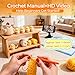 Joyclub 4 Pcs Crochet Kit for Beginners Crochet Starter Kits for Adults and Kids Great Birthday Gifts for Crocheting Lovers with Step by Step Video Amigurumi Chicken Family Knitting Kit DIY Craft