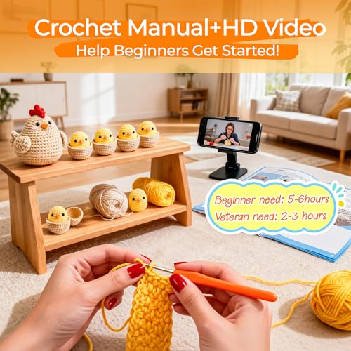 Image of Joyclub Crochet Kit for Beginners 4 Chicken Family with Video for Adults
