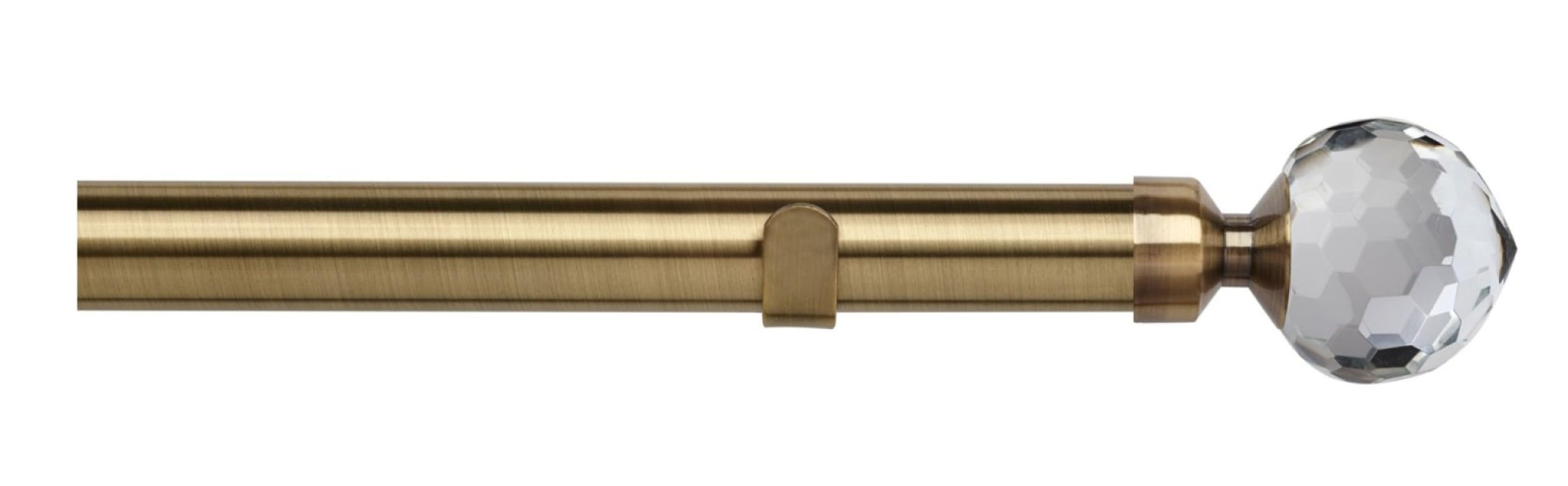 ABC Decor Crystal Finial Curtain Pole Set, 28mm, Complete with Brackets (Antique Brass, 400 cm)