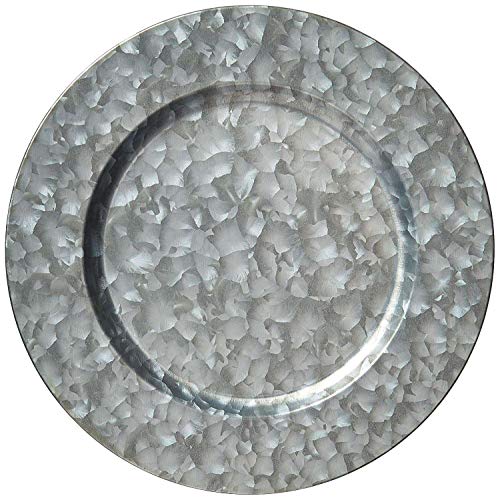 KX-WARE Silver Galvanized Steel Charger Plate, 13-inch Classic Charger Plates Dinnerware Dishes, Set of 8 KX-WARE Silver Galvanized Steel Charger Plate, 13-inch Classic Charger Plates Dinnerware Dishes, Set of 8